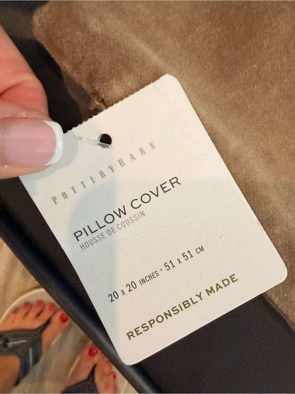 NWT Pottery Barn Beige Embroidered Holiday Throw Pillow Cover